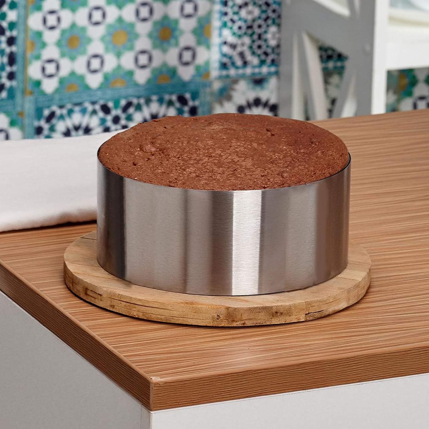 HARFINGTON Round Cake Ring 7 x 2 Inch Seamless Stainless Steel Pastry Mousse Dessert Ring Mirror Coating for Baking Cooking Making Tool