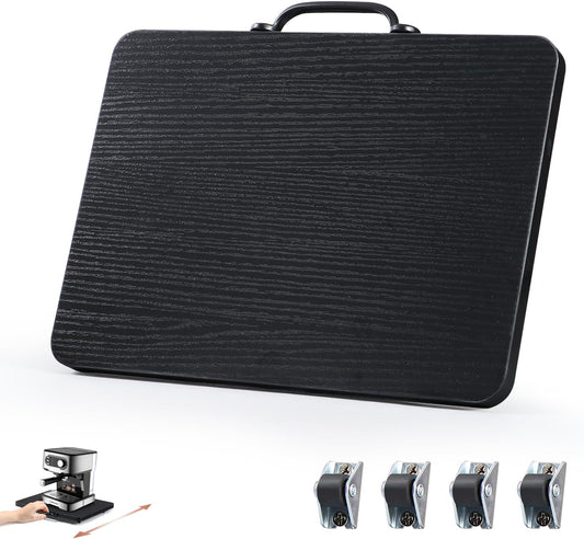 Appliance Slider, Sliding Tray for Coffee Maker, Coffee Pot Slider for Countertop, Kitchen Appliance Rolling Tray with Rubber Wheels,Medium - Wide, Black (13” x 9.5”)