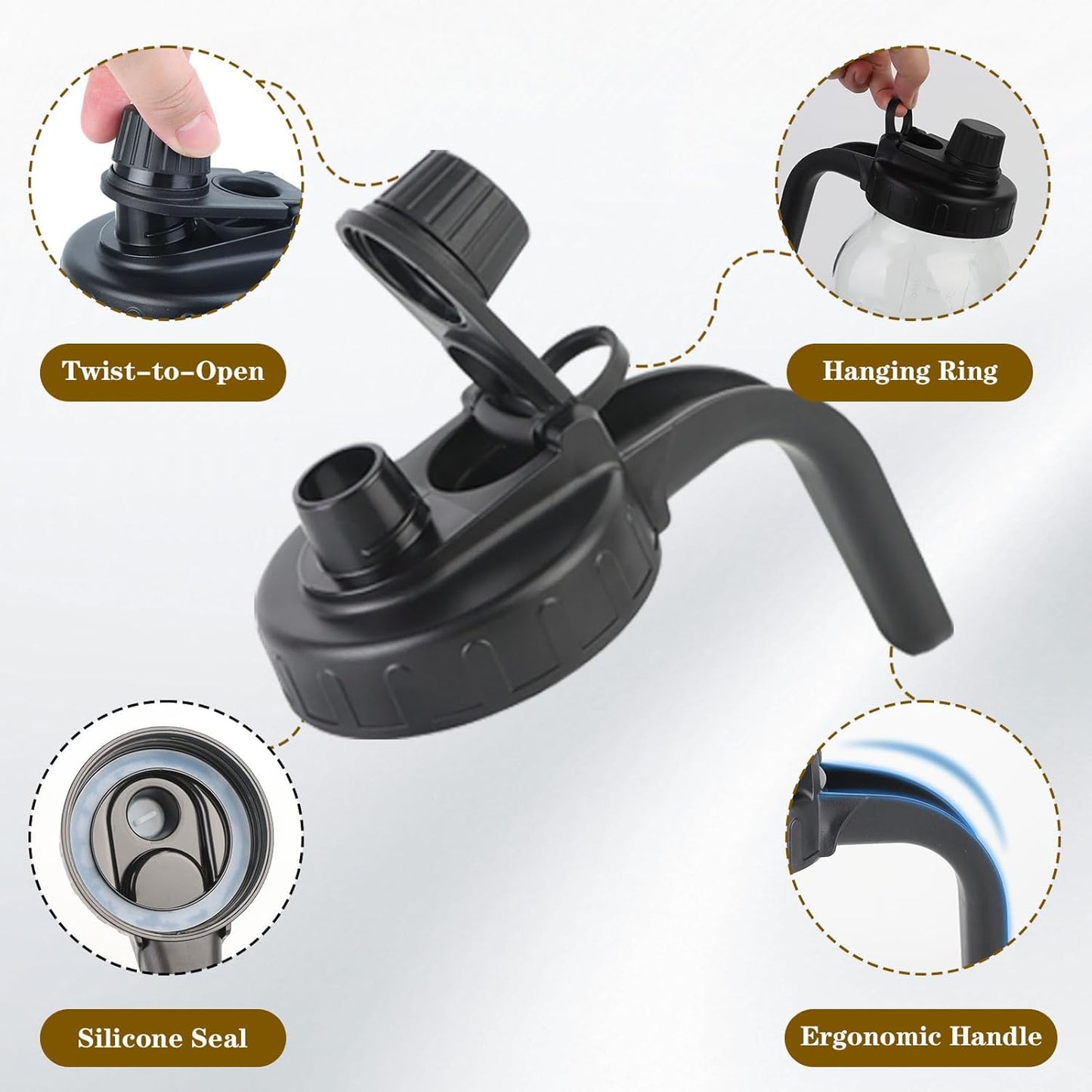 Glass Mason Jar Pitcher with Lid - 2 Quart (64 oz) Wide Mouth Water Jug, Set of 2 - BPA-free, Leak Proof - Sun & Iced Tea Pitcher, Cold Brew Coffee, Breast Milk Storage, Juice, Drink