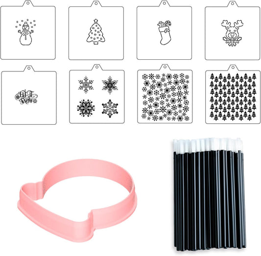 Snowglobe Cookie cutter and stencil set Winter Baking stencils and cutters bundle DIY Snowflake bakery decorating kit Christmas PYO Cookie cutter with stencils Royal Icing stencil (Snowglobe Set)