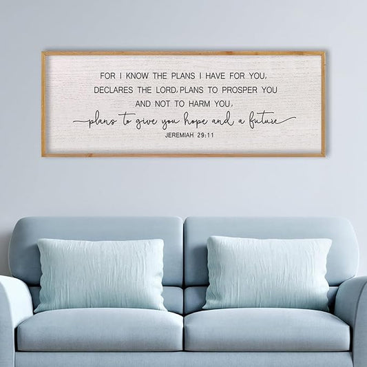 LuZhiQiang Bible Verse Jeremiah 29:11 Wall Art 40"x15" Large Scripture Christian Blessing Decor Plans To Give You Hope And A Future Sign (Wood)
