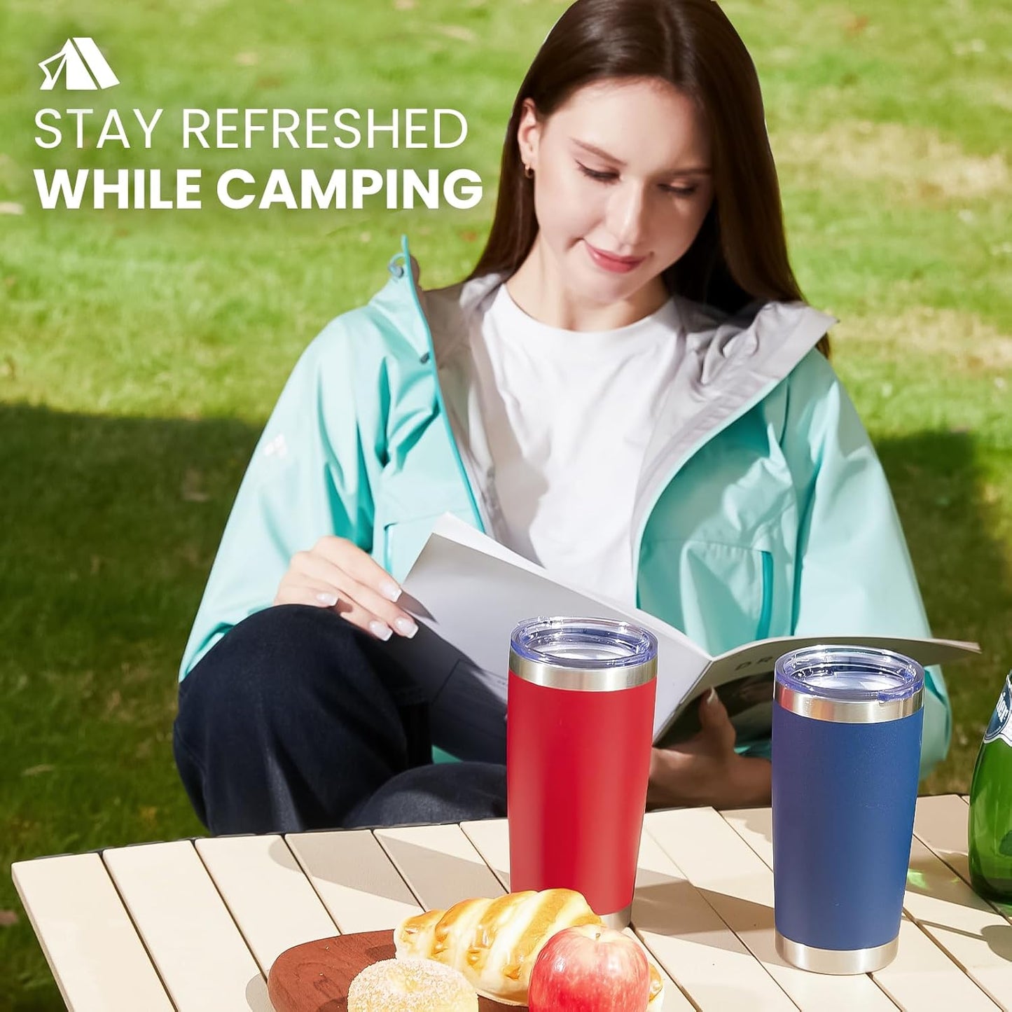 MEWAY 20oz Tumbler Cup Double Wall Vacuum Insulated Travel Mug Bulk, Stainless Steel Tumblers with Lid and Straw, Durable Powder Coated Coffee Cups for Cold & Hot Drinks (Cold Grey, 1)