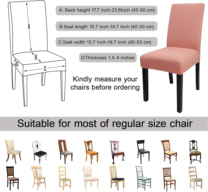 JQinHome Terra Cotta Chair Covers for Dining Room Set of 8, High Stretch Removable Washable Parsons Chair Slipcover for Home Party Hotel Wedding Ceremony (8PCS, Terra Cotta)