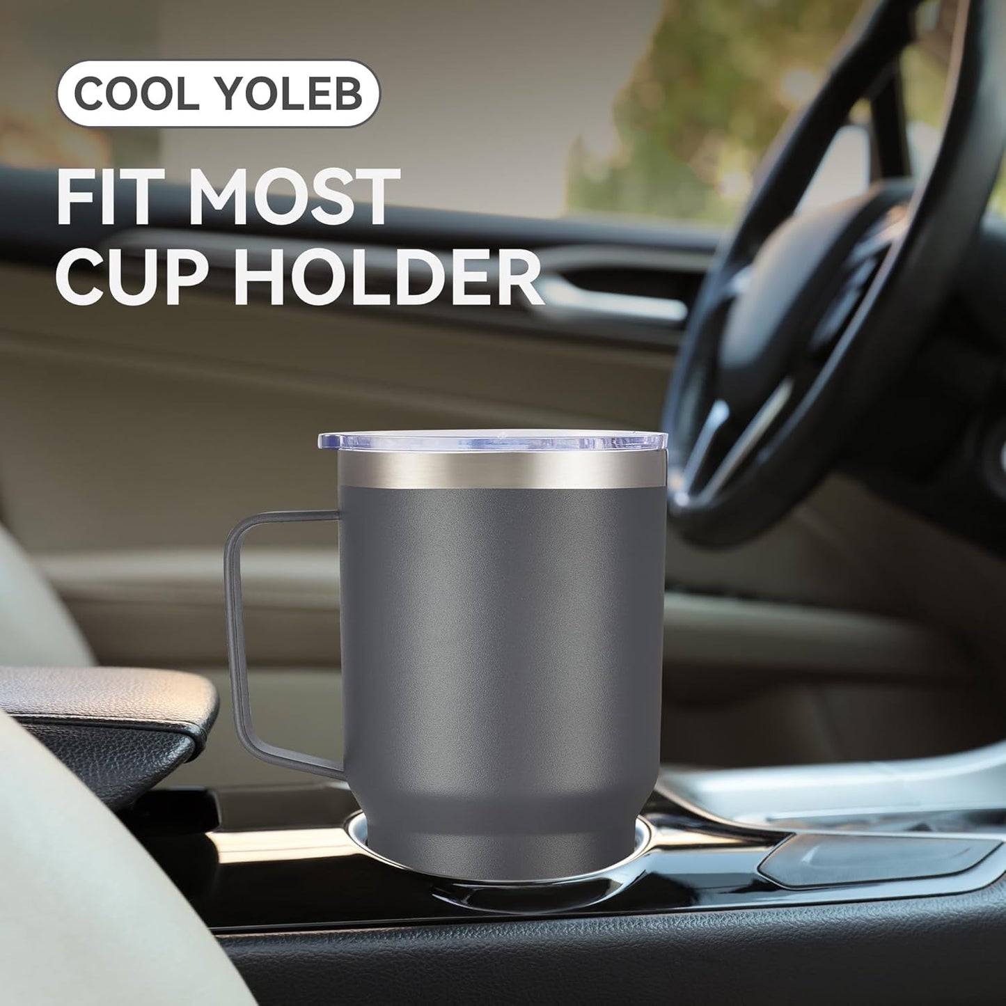 30 oz Tumbler with Handle and Lid, Stainless Steel Tumblers Double Wall Vacuum Insulated Travel Mug Leak Proof Cup Keep Drinks Cold and Hot Grey, 1 Pack