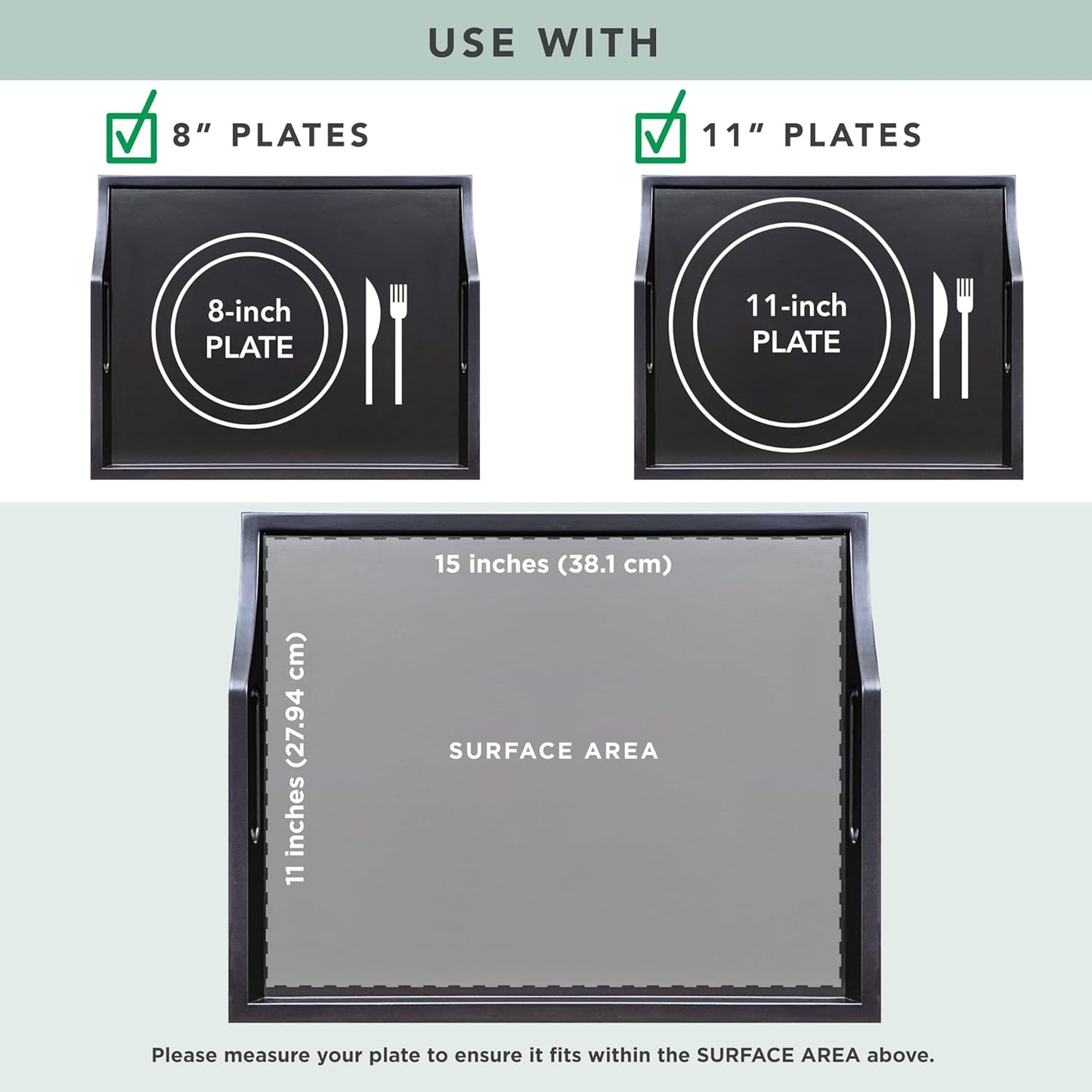 ROSSIE HOME Wood Bed Tray Lap Desk with Detachable Cushion, Serving Tray - Buffalo Check - Fits up to 15.6 Inch Laptops - Style No. 76108