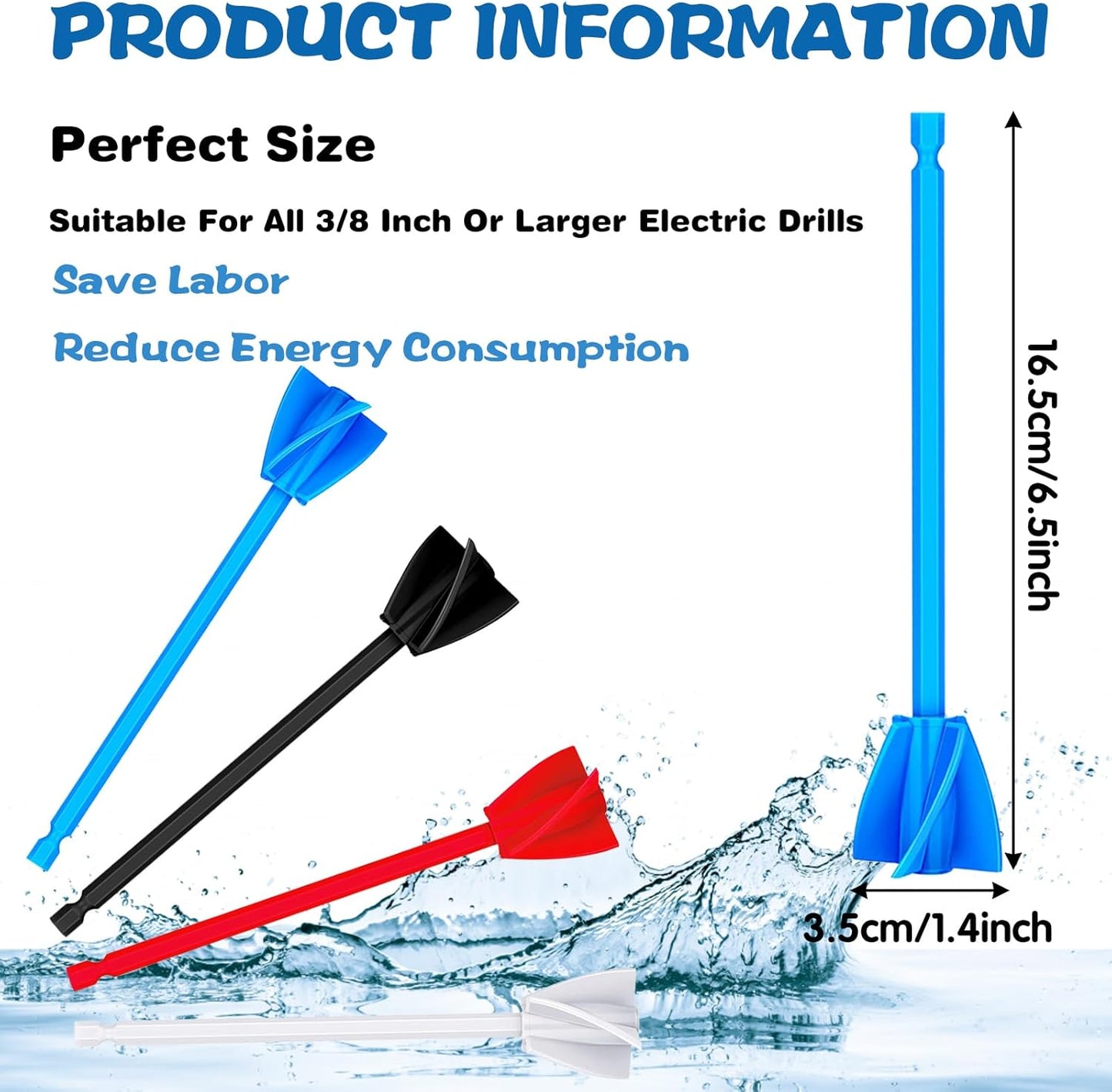 16 Pcs Epoxy Resin Mixer Paddles, Reusable Plastic Mixing Paddle Paint Stirrer for Drill, Multipurpose Helix Drill Mixer Attachment for Mixing Epoxy Resin Paint Silicone Molds, Works with Most Drills