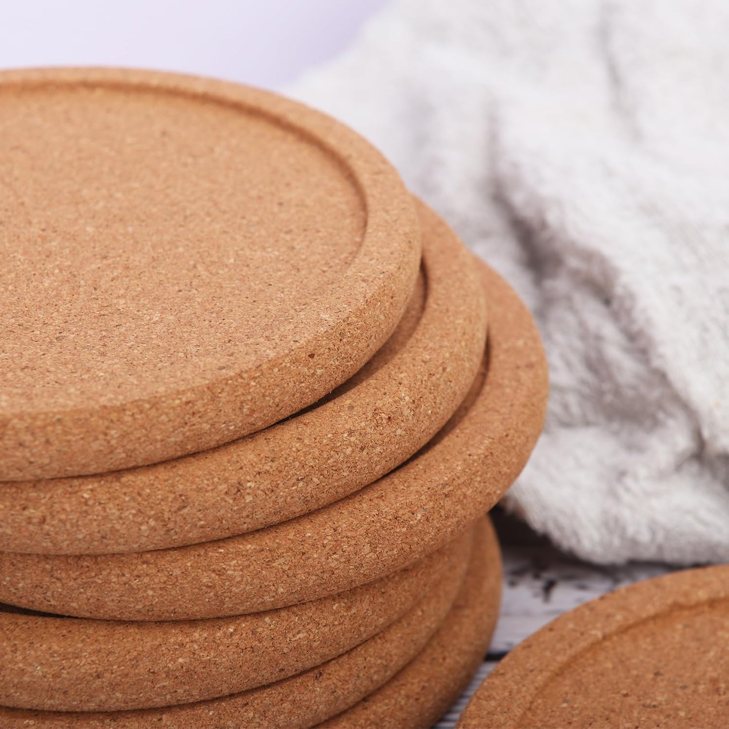 60 Pack 4 Inch Round Cork Coasters with Lip, Absorbent Cork Coasters for Drinks, Crafts, DIY Projects Wine Glass, Mug, Coffee Cup, Plants and General Use