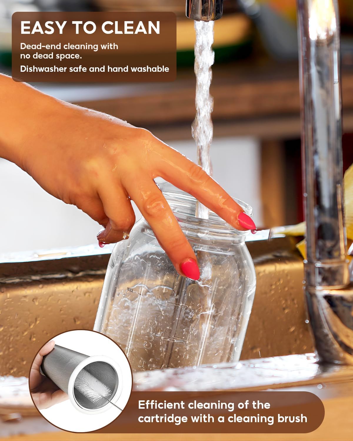 2 Pack 64 oz(2 Quart / 1.9 Liter) Cold Brew Coffee Maker Jar - Glass Cold Brew Maker with Handle, Stainless Steel Filter&Leak-Proof Lid, Heavy Duty Cold Brew Pitcher for Iced Coffee, Sun Tea, and Milk