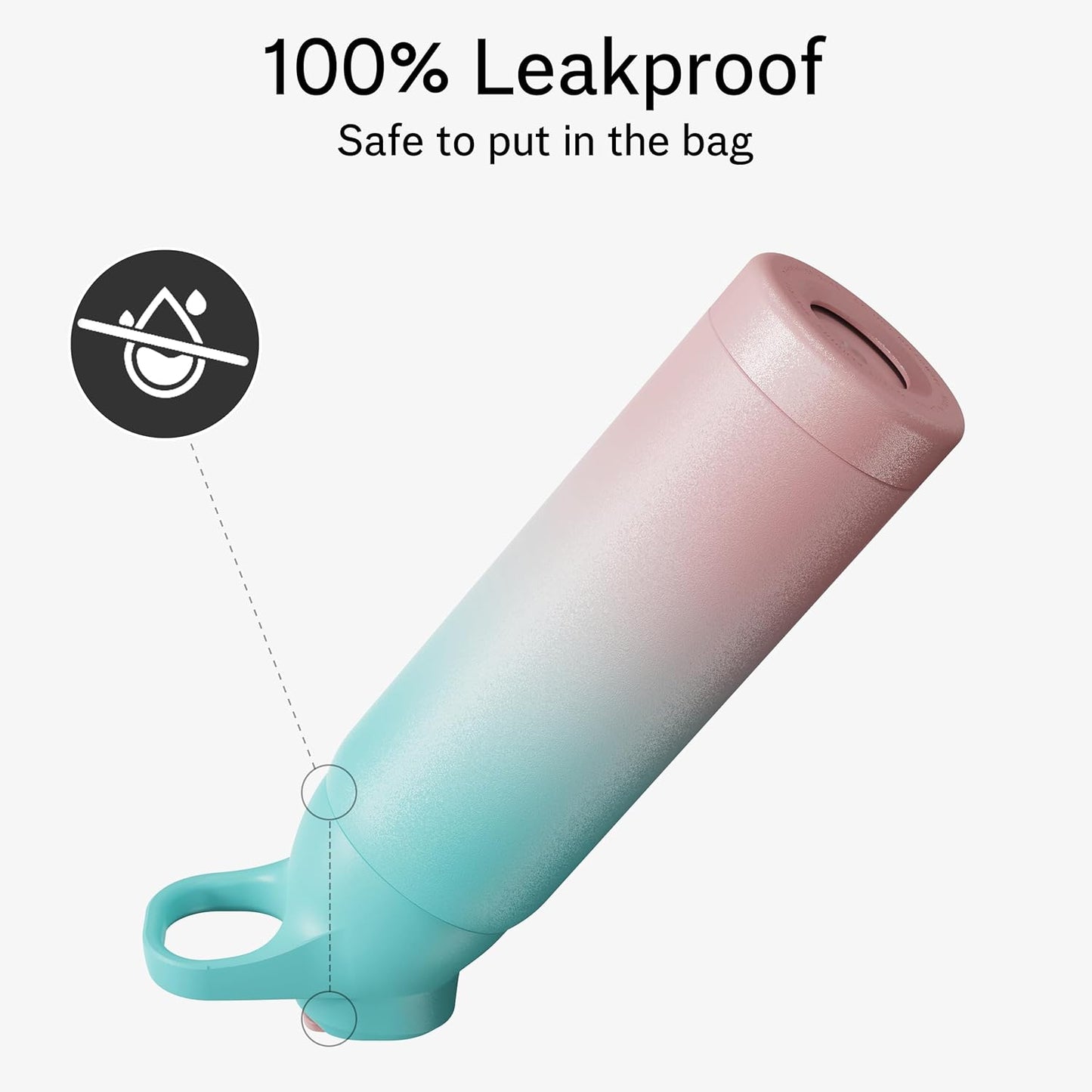 Insulated Water Bottle with Straw - Encool Stainless Steel Water Bottle, Reusable Leakproof and BPA-Free for Sports, Travel, Cold for 24 Hours, 32 oz, Cherry Blossom