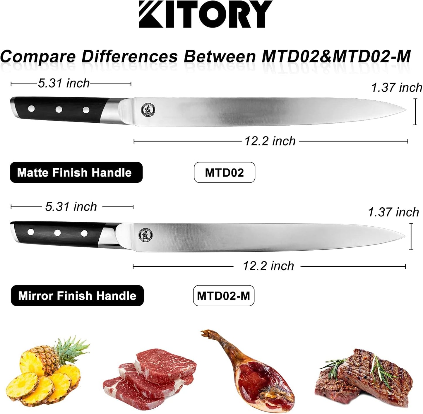 Kitory Slicing Carving Knife -Meat Cutting and BBQ Knife - 12" Brisket Knife for Turkey -Forged German High Carbon Steel- Ergonomic PakkaWood Mirror Finish Handle Design, 2025 Grilling Gifts for Men