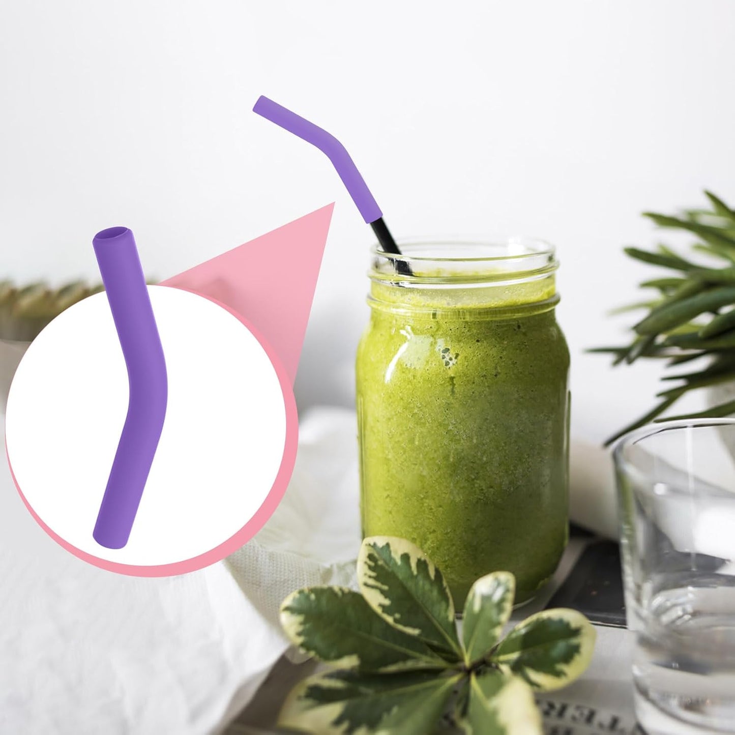 6pcs Food-Grade Silicone Straw Tips, Reusable Metal Straw Elbows Tips, Temperature Resistant Rubber Straw Covers Replacement Tip for 5/16" Stainless Steel Straws - Dark Purple