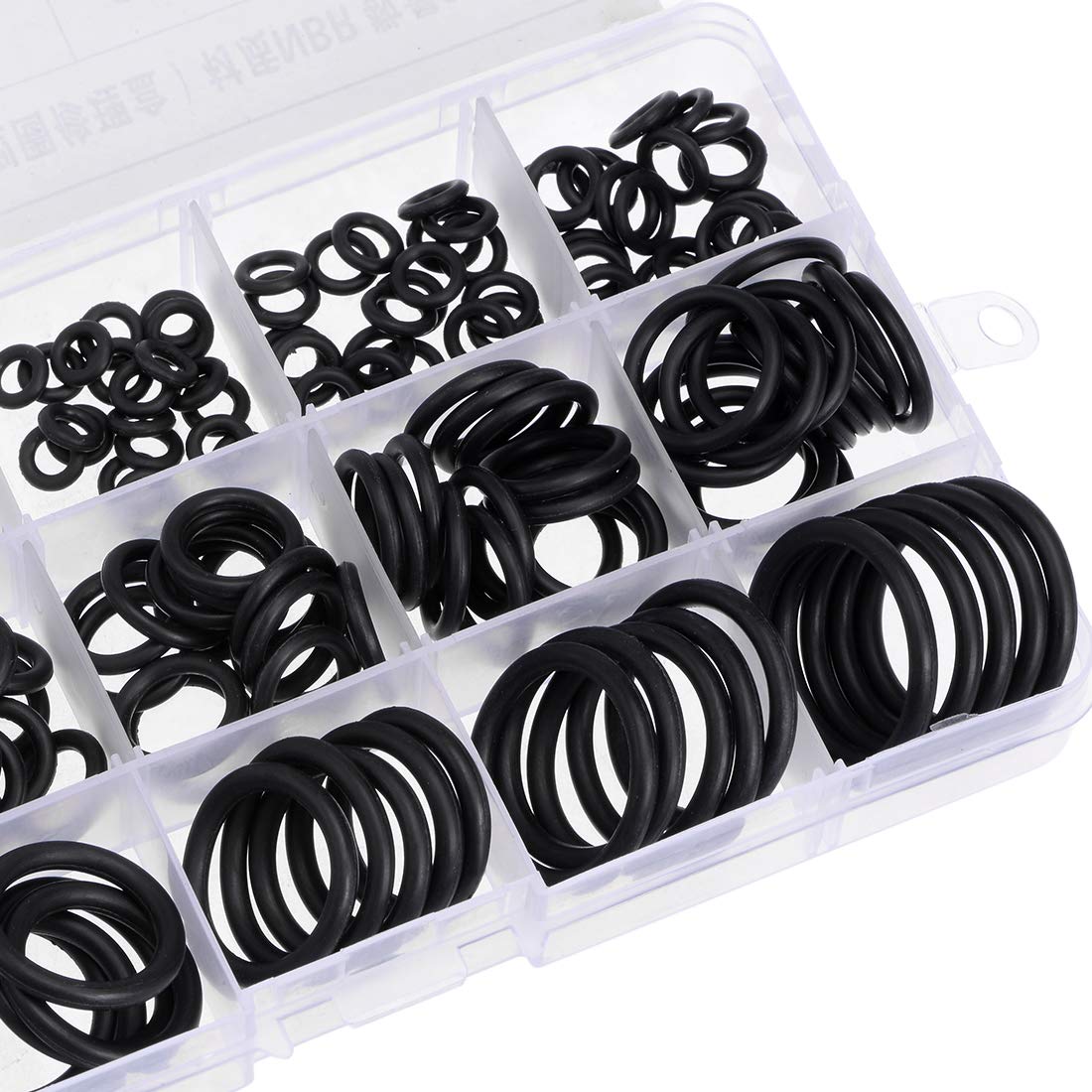 uxcell Nitrile Rubber O-Ring Assortment Kit 200 Pieces 15 Sizes Metric Sealing Gasket Set for Automotive Mechanic Plumbing, Black