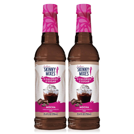 Jordan's Skinny Syrups Sugar Free Coffee Syrup, Mocha Flavor Drink Mix, Zero Calorie Flavoring for Chai Latte, Protein Shake, Food & More, Gluten Free, Keto Friendly, 25.4 Fl Oz, 2 Pack