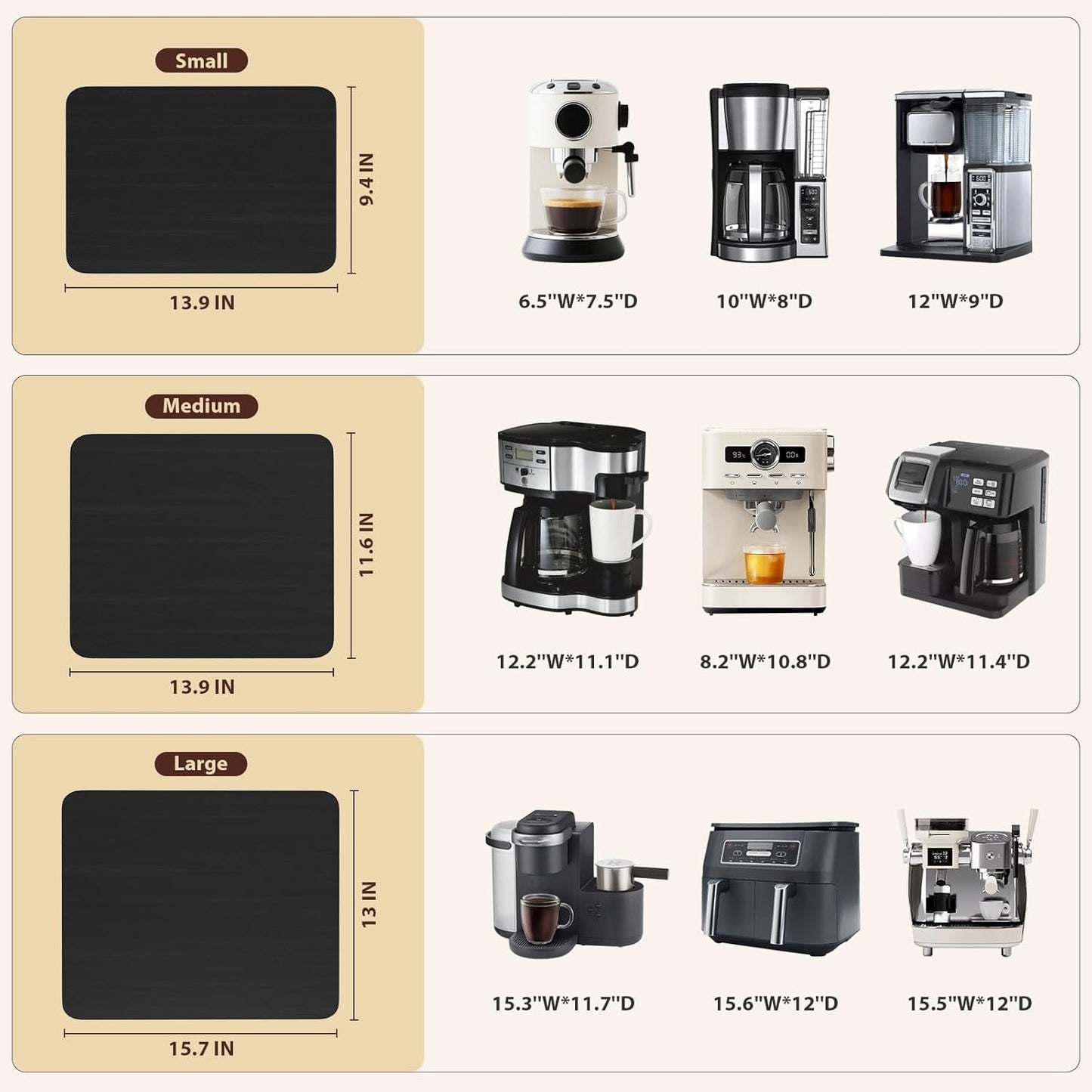 GuanQiao 360° Rotation Appliance Slider for Coffee Maker & Heavy Kitchen Appliance, Bamboo Rolling Tray for kitchen Counter, Sliding Tray with Premium Wheels (Black, 13.9"× 9.4")