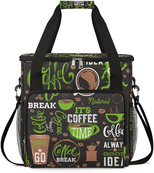 Green Coffee Cafe Maker Carrying Bag Travel Case Compatible with Keurig K-Mini or K-Mini Plus Portable Single Serve Coffee Brewer Case with Pockets for K-cup Pods