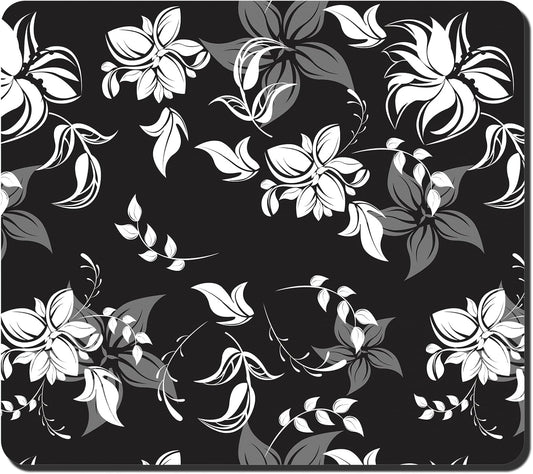 Rnivvi Dish Drying Mat for Kitchen Counter, 16 x 18" Cute Flower Theme Absorbent Heat Resistant Drying Pad with Non-slip Rubber, Coffee Bar Mats for Dish Rack Kitchen Accessories, Black White