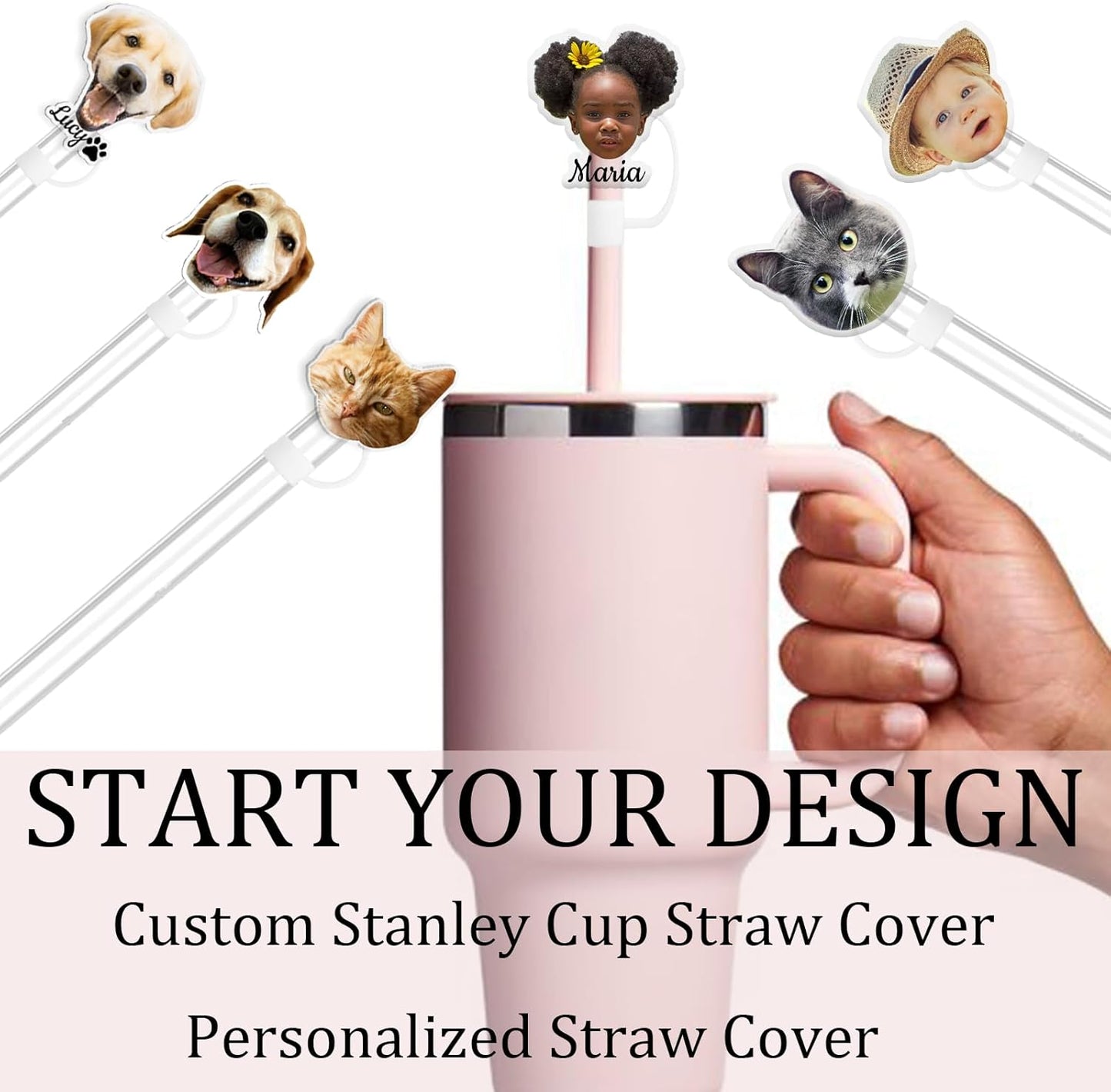Personalized Stanley Straw Cover, Custom Silicone Straw Topper for Stanley Cups, 30 & 40 Oz TumblersReusable Straw Tips Protectors, 10mm/0.4in Straws (Custom)
