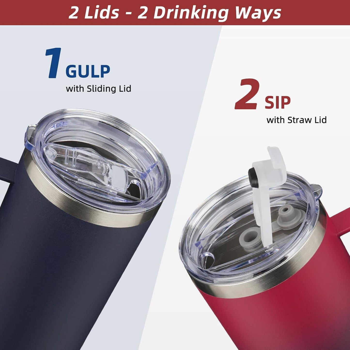 BJPKPK Insulated Coffee Mug with 2 Lids, 32oz Stainless Steel Insulated Tumbler with Handle, Double Wall Vacuum Coffee Cups, BPA Free Travel Mug for Coffee, Tea and Drinks, Vast