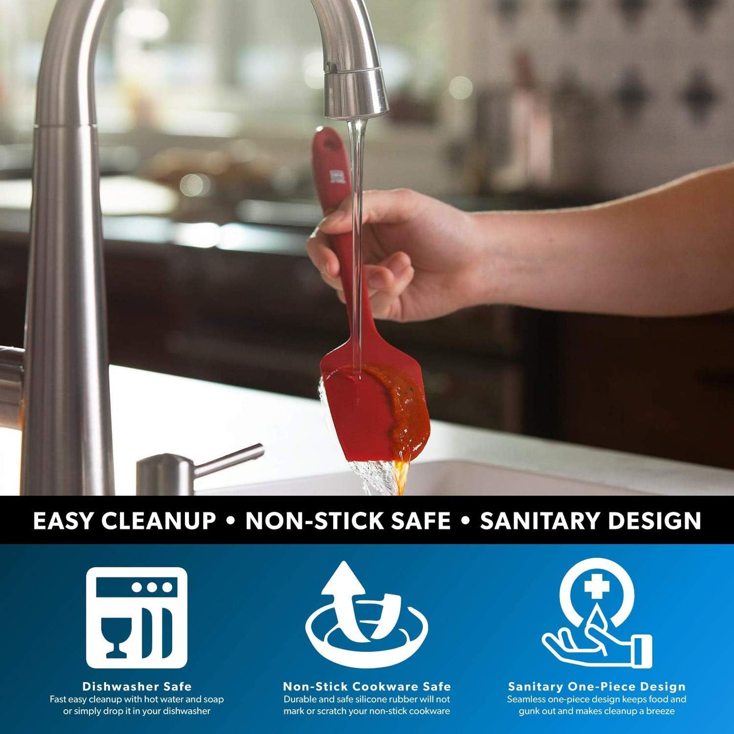 DI ORO Seamless Series Pro 14 Inch Extra Large Silicone Spatula - 600°F Heat-Resistant Rubber Spatula - Great for Baking, Cooking, and Scraping - BPA Free and LFGB Certified Food Safe Silicone (Red)