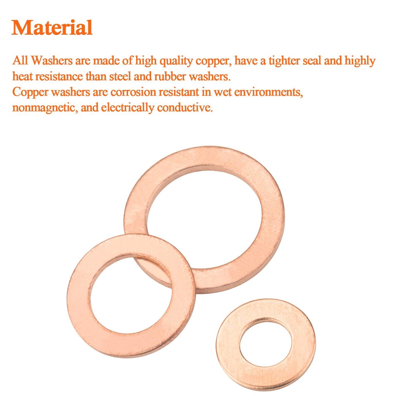 M20 Flat Washer Copper Sealing Ring, 20mm ID 26mm OD 1.5mm Thickness Metric Sealing Gasket, 25 Pieces
