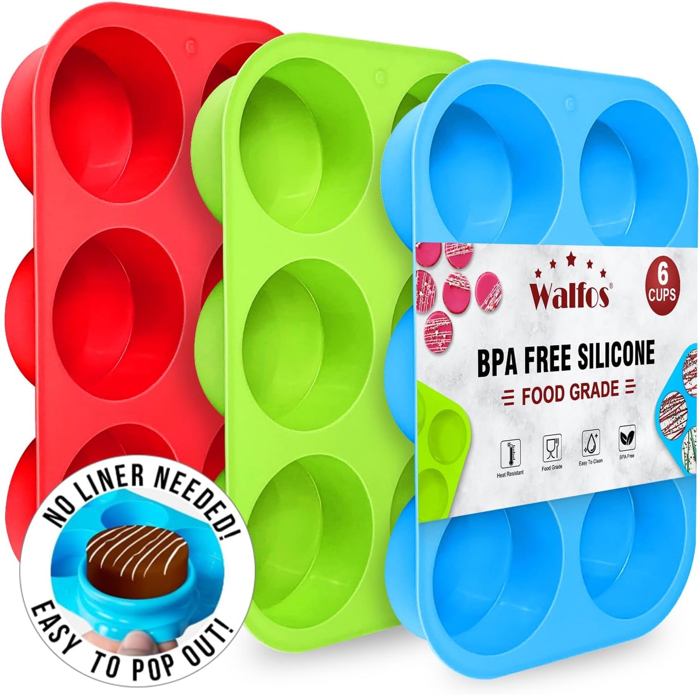 Silicone Oreo Cookie Mold, Walfos Round Cylinder Chocolate Covered Oreos Molds, BPA Free and Non-Stick, Perfect for Cookies, Oreos, Candy, Soap, Cupcake, Pudding, Jello, Set of 3