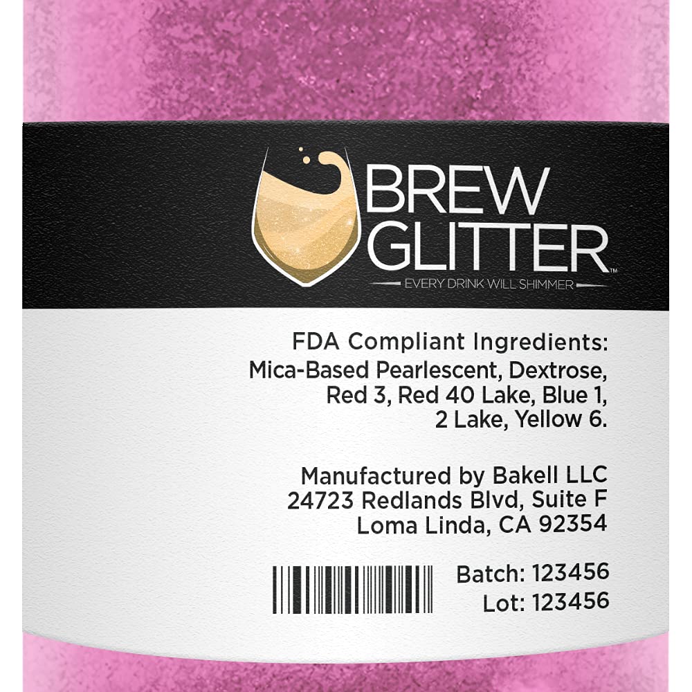 Brew Glitter - Pink (50g 1x Jar) | Edible Glitter For Drinks, Beer and Cocktail Beverages by Bakell