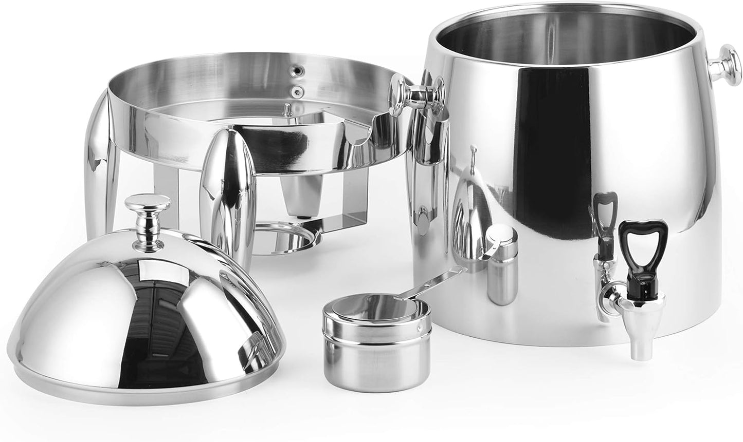 [3 Gallon capacity] Stainless Steel Hot Beverage Dispenser durable and long-lasting Chafer Urn with Chrome Accents - 48 cup