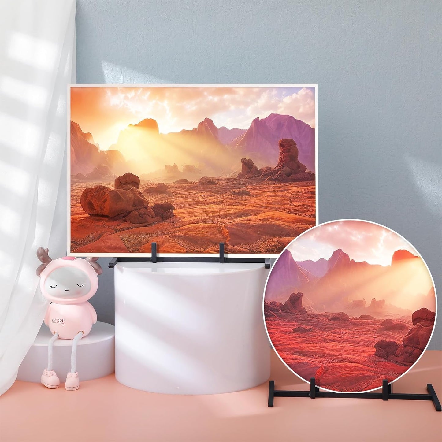 2 Pcs Metal Glass Display Stands Easel for Stained,ceramic Tiles, Plaques, for Picture, Collectibles Ceramic Tiles Photo Office Trade Show Office, or Home