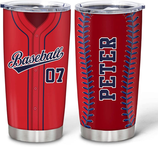 Hyturtle Personalized Baseball Tumbler Baseball Players Design Stainless Steel Double Walled Vacuum Insulated Tumblers 20oz30oz Coffee Travel Mug Cup Christmas Gift For Men Boys Friends Dad Sports Fan