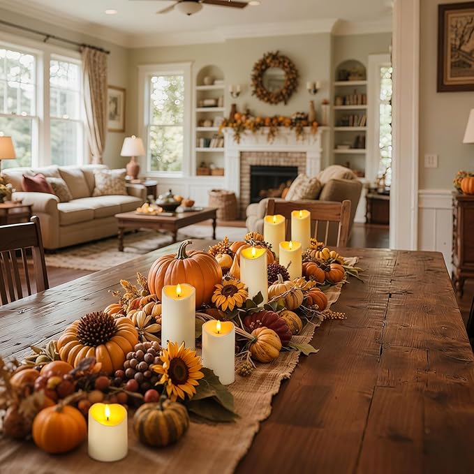 Homemory 6”x3” Outdoor Waterproof Flameless Candles, LED Candles, Battery Operated Candles with Remote and Timers, Electric Fake Plastic Pillar Candles,Dark Ivory, Set of 2