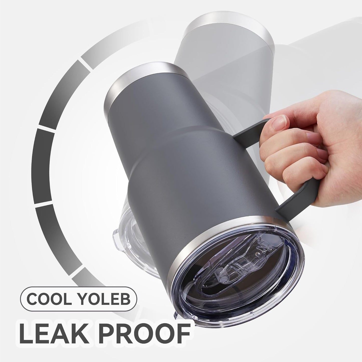 30 oz Tumbler with Handle and Lid, Stainless Steel Tumblers Bulk Double Wall Vacuum Insulated Travel Mug Leak Proof Cup Keep Drinks Cold and Hot Grey, 8 Pack