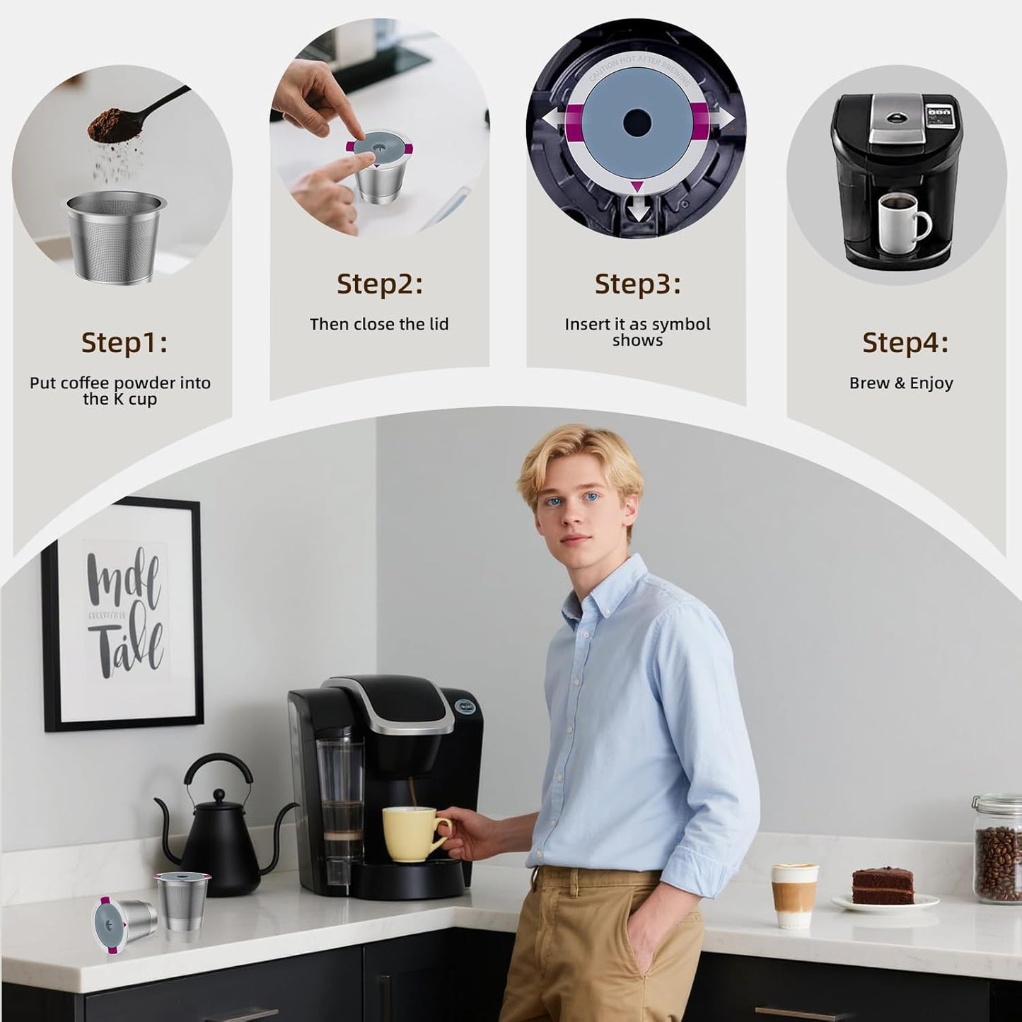 2 Pack Reusable K Cup Coffee Pods, Universal Stainless Steel Refillable K Cup Coffee Filters for Keurig 1.0 and 2.0 Coffee Makers