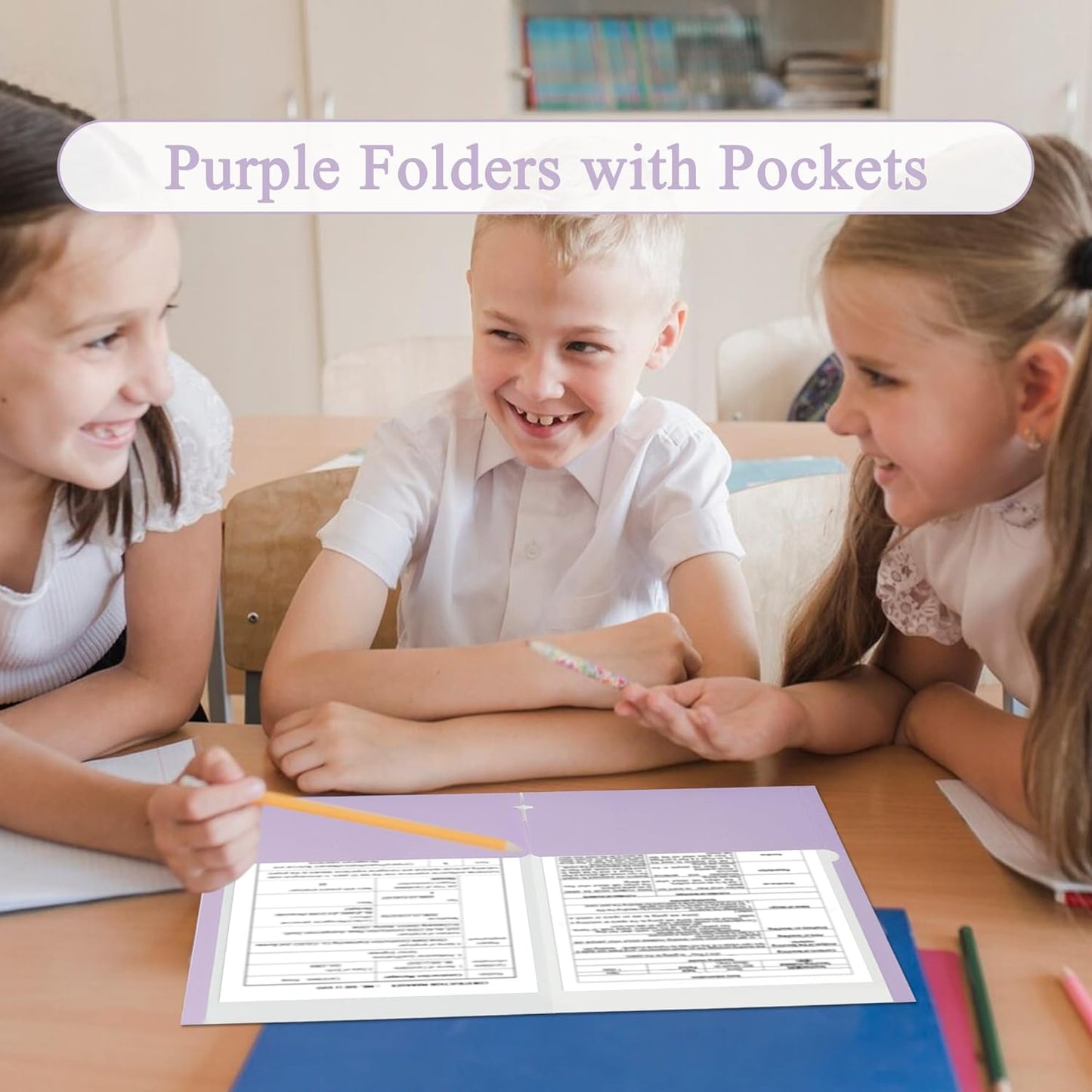 Zzrywuty File Folders with Pockets Letter Size, 50-Pack Paper Folders with Card Slot, Two Pocket Folders for School Students, Businessmen, Home and Office Workers（Purple）