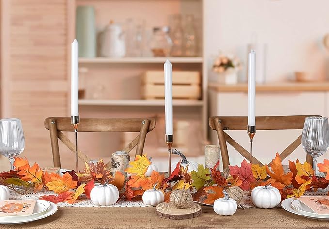 Lvydec 2 Pack Fall Maple Garland - 5.9ft/Strand Artificial Fall Foliage Garlands Assorted Color Leaves Autumn Decor for Home Wedding Halloween Thanksgiving Party