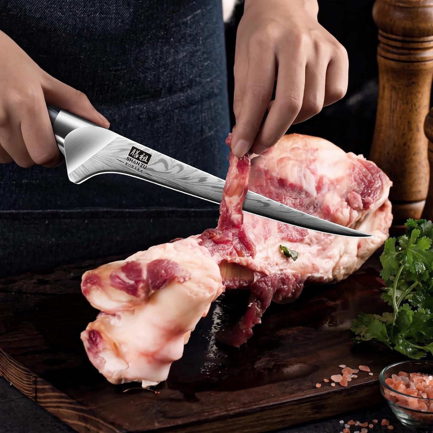 SHAN ZU Fillet Knife 7 Inch, Powder Steel Boning Knife High Carbon Japanese Filleting Knives, Ultra Sharp Deboning Knives for Meat Cutting, Fish Knive's with Ergonomic Pakkawood Handle