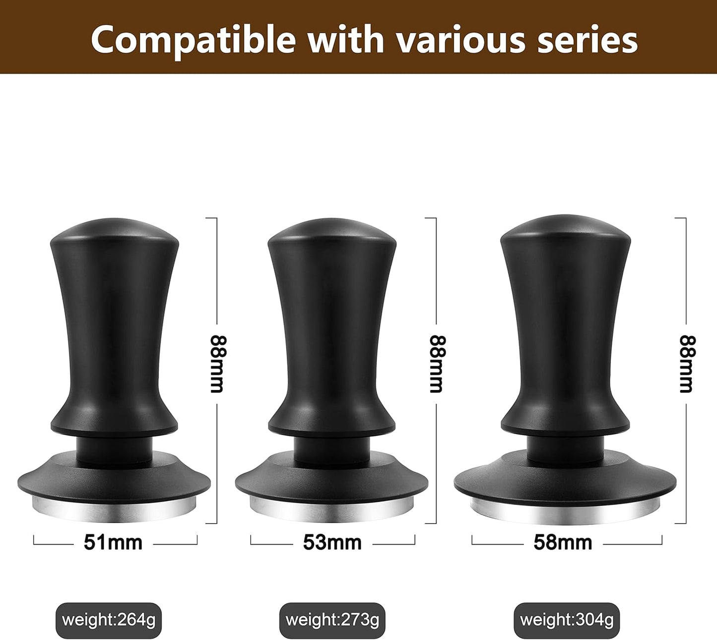 K COOL Coffee Tamper, Espresso Tamper, Premium Barista Tamper with Calibrated Spring, 100% Flat Stainless Steel Base Tamper for Espresso Coffee Machine (51mm, Black)