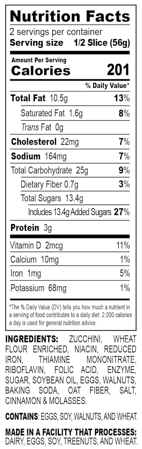 Nadel - NATURALLY DELICIOUS ZUCCHINI CAKE Slices, 12 Pack, Sweet Breads & Cakes Slices Back to School lunch snack, breakfast bar