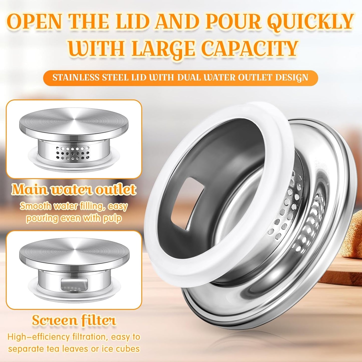 Nuogo 2 Pack 2 Liters/68 oz Square Glass Pitcher with Lid Spout Handle Water Pitcher Borosilicate Glass Carafe for Tea and Coffee Beverage Serveware Milk Water Juice Jug for Hot/Cold Drinks with Brush