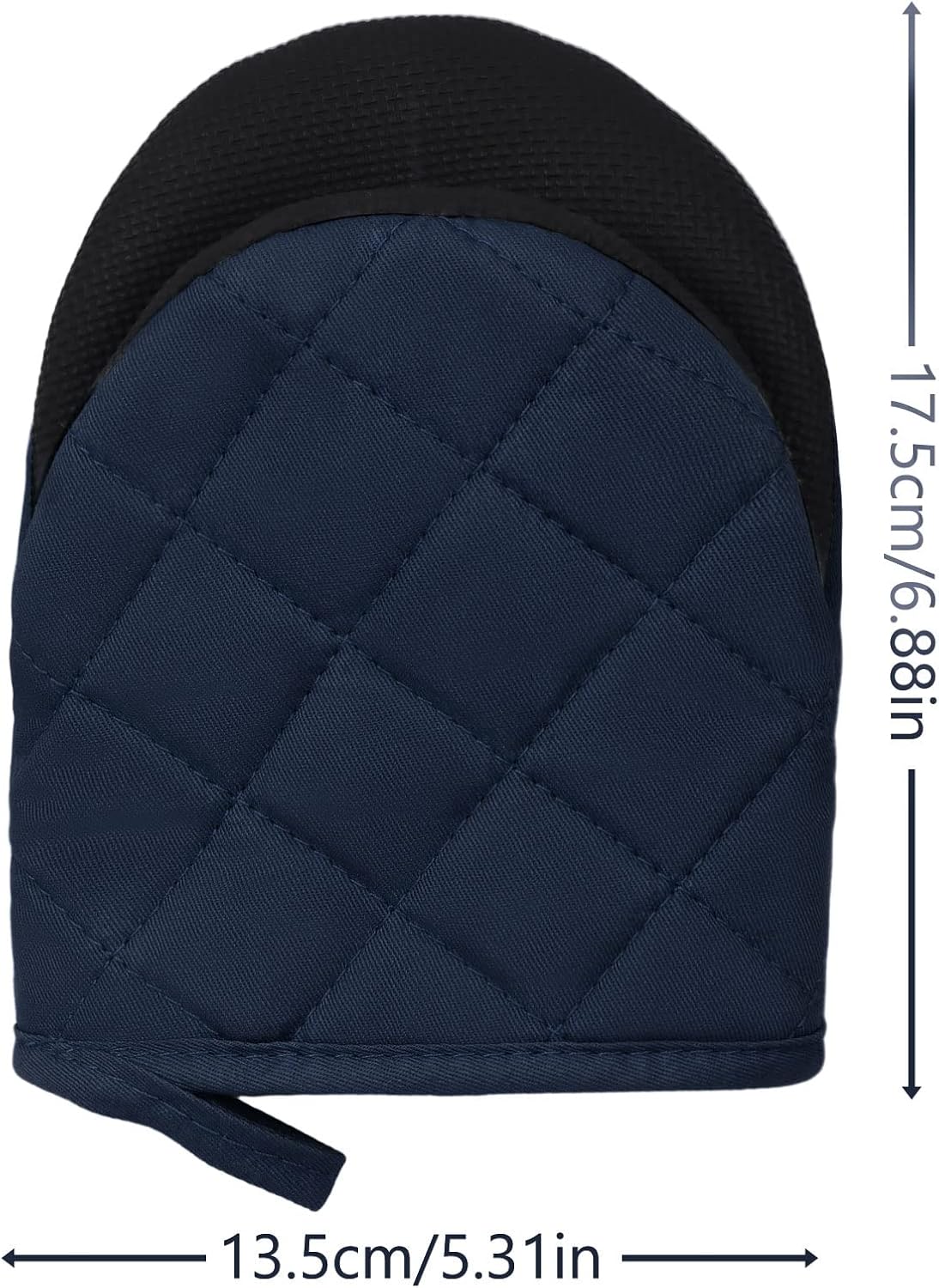 1 Pair Short Oven Mitts, Heat Resistant Silicone Kitchen Mini Oven Mitts for 500 Degrees, Non-Slip Grip Surfaces and Hanging Loop Gloves, Baking Grilling Barbecue Microwave Machine Washable