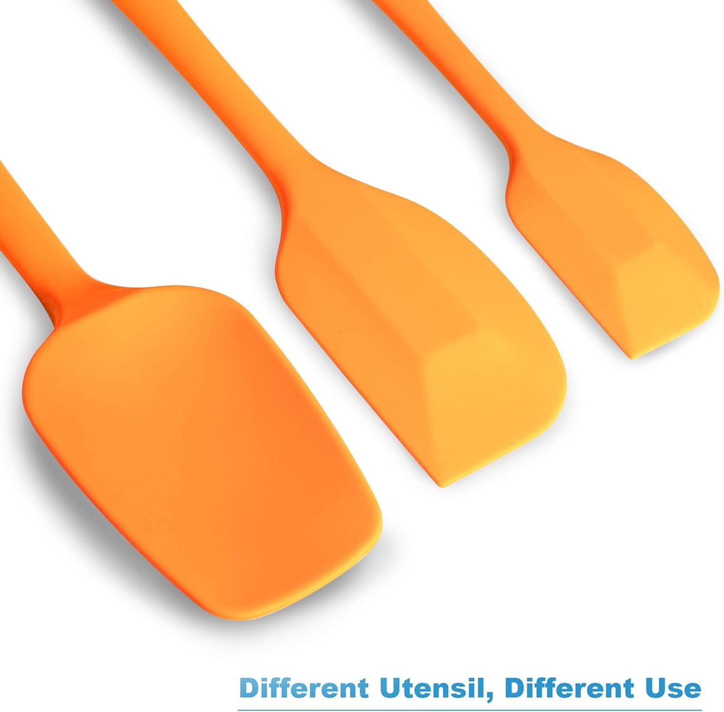 Silicone Spatula 3-piece Set, Ergonomic Handle High Heat-Resistant Spatulas, Non-stick Rubber Spatulas with Stainless Steel Core, Orange