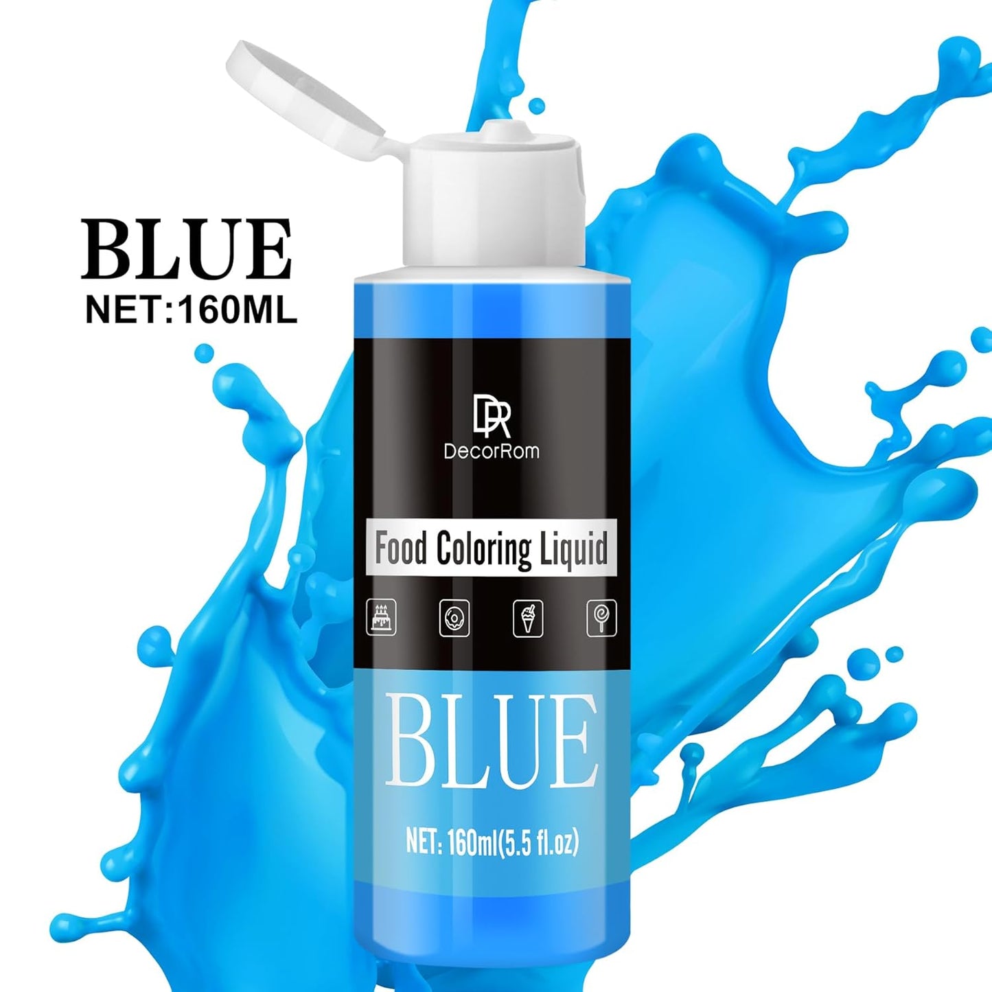 Food Coloring - Vibrant Liquid Icing Food Coloring Set for Baking, Cake Decorating, Easter Egg, Airbrush - Tasteless Food Color Dye for Fondant, Slime, DIY Crafts - 5.5 Fl.oz / 160ml Each (Blue)