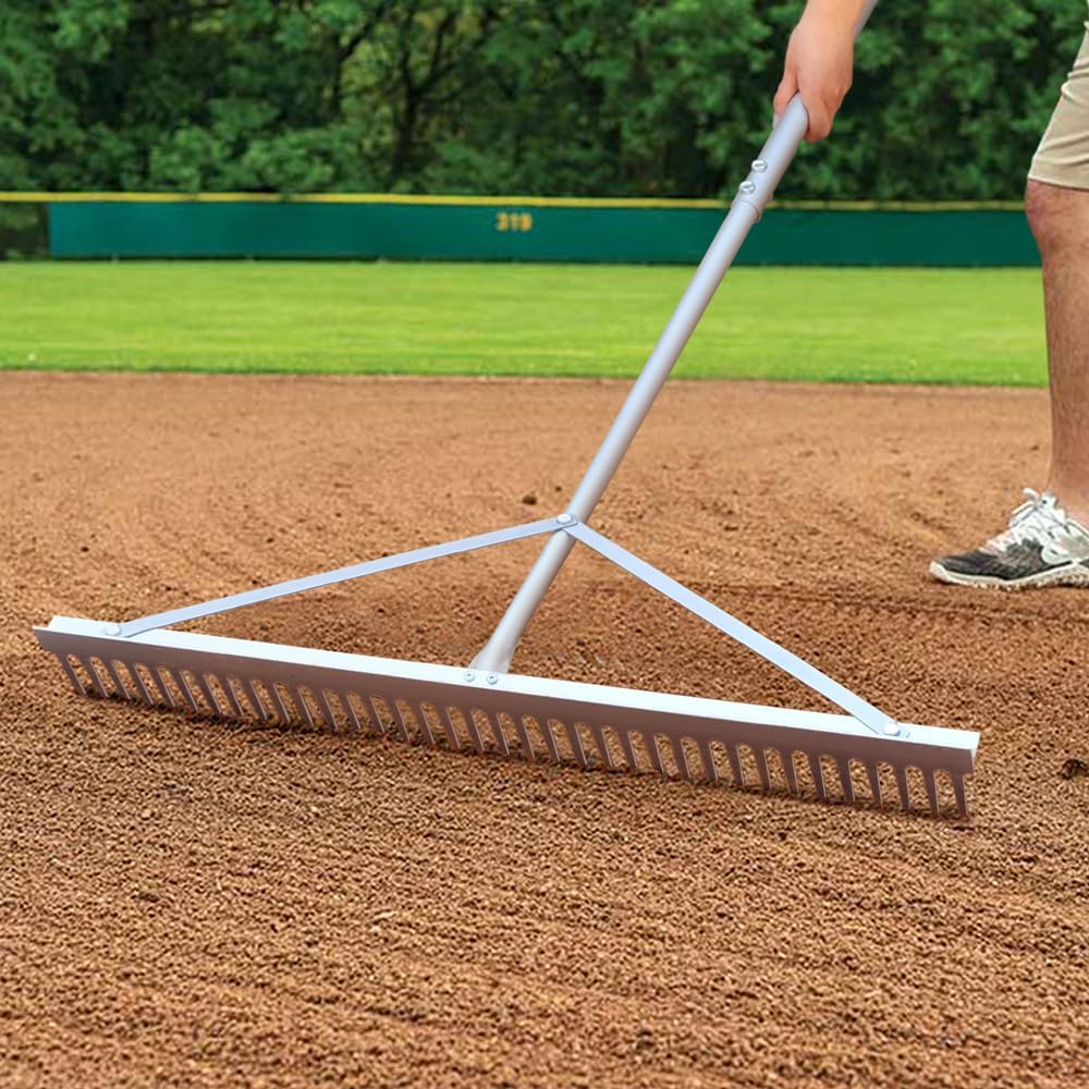 Landscape Rake 36'', Aluminum Rakes with Lightweight 69'' Handle, Landscaping Rake Tool for Lawn Care, Beach