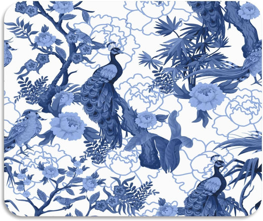 Blue Peacocks Birds Coffee Bar Mat, Rubber Backing, Dish Drying Mat for Kitchen Counter, Absorbent Coffee Maker Mats for Countertop, Heat Resistant, Coffee Flavor Menu,15.7"x11.8 " Small