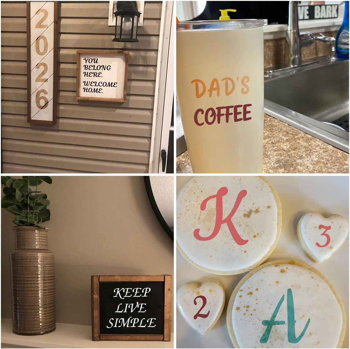 Alphabet Letter Stencils for Cookies Decorating - 16 Pack Letters Numbers Stencil Templates for Cakes Coffee Baking, Reusable Cursive Cookie Stencils for Wood Crafts Painting & Cake Coffee Airbrushing