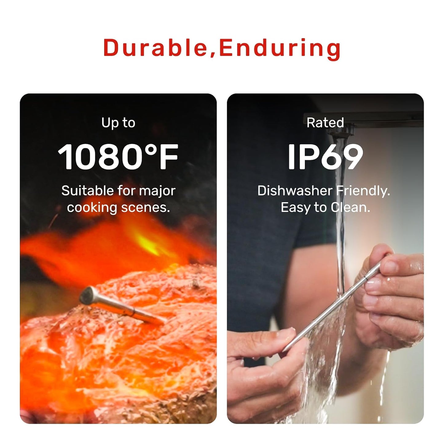 S Pro Bluetooth Wireless Meat Thermometer, 1080°F Heat, 6 Sensors, Enhanced Signal Base, EasySmart App, IP69 Waterproof, Ultra-Thin Probe, Digital Cooking Thermometer, Oven/Grill/BBQ/Air Fryer/Kitchen