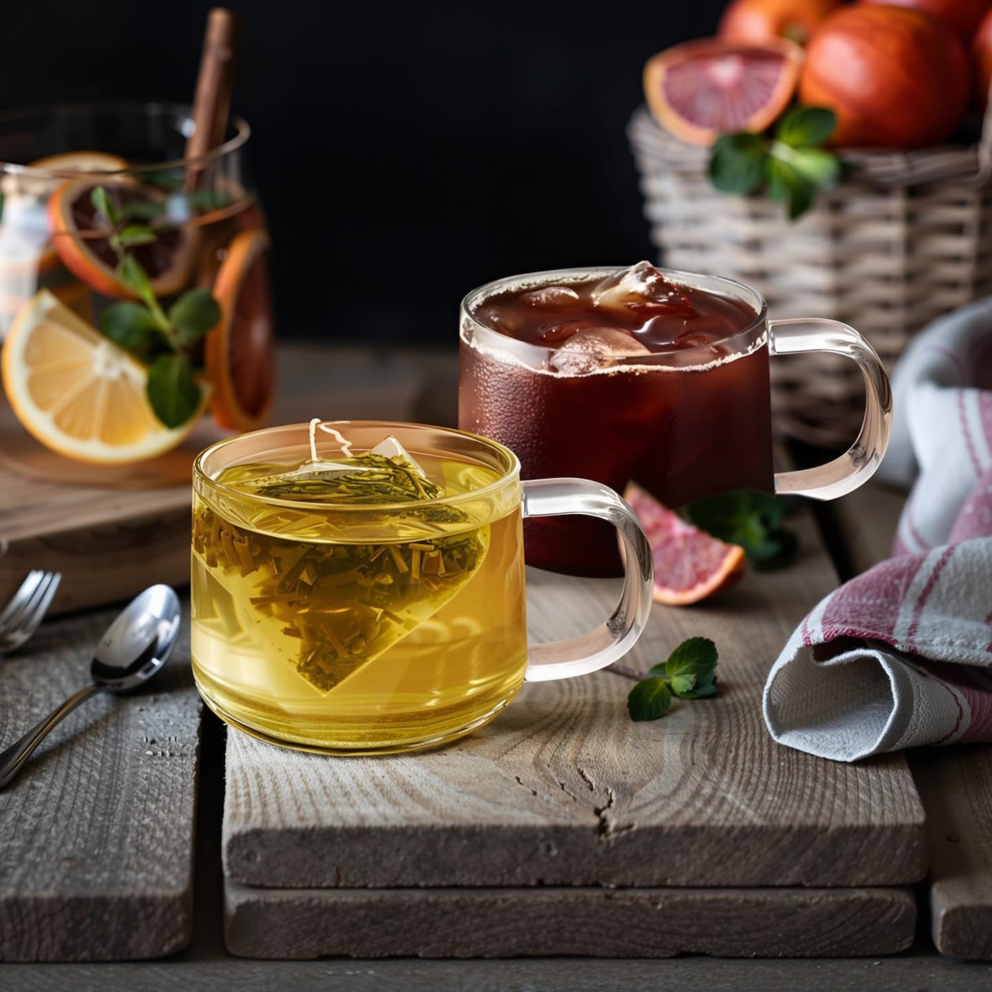 Aquach 16 oz Glass Coffee Mugs with Handle Set of 2 - Large Clear Glass Cups for Latte, Cappuccino, and Tea