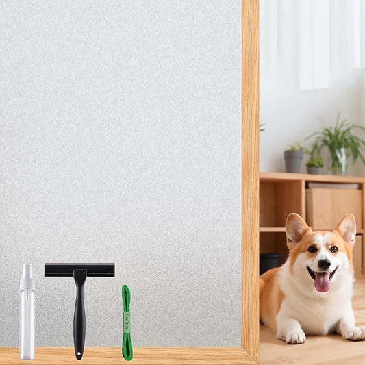 Window Privacy Film, Frosted Glass Window Film,for Glass Windows Cover, Static Cling, Removable, Reusable, Anti-UV, Anti-Glare, Heat Blocking (Pure, 17.5X78.7 Inch)