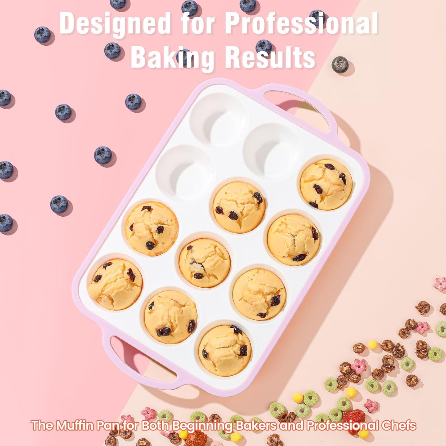 Silicone Muffin Pans for Baking 2 Pack, 2.6 Inch with Metal Reinforced Frame, Regular Size Nonstick Silicone Cupcake Pan for Baking Homemade Muffins, Cupcakes, Dishwasher Safe BPA Free-Pink