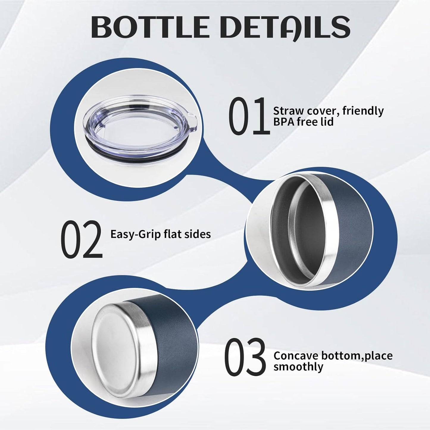 StarSpeed 20oz Tumbler Bulk with Lid, Stainless Steel Insulated Tumblers Double Wall Vacuum Insulated Travel Mug, Powder Coated Coffee Cups for Hot and Cold Drinks(Navy Blue,1)