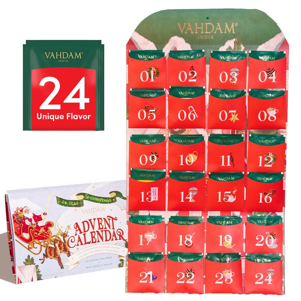 Limited Edition - Advent Calendar 2025 Tea Bags Folding Gift Set | 24 Unique Flavors - Holiday Gift Box | Christmas Advent Calendar 2025 for Adults, Advent Calendar 2025 Adult Women and Men | VAHDAM